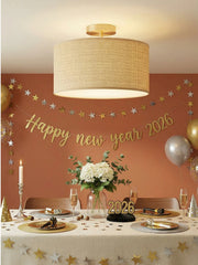 Dumora Drum Woven Ceiling Light - Rustic Boho Semi Flush Mount Light